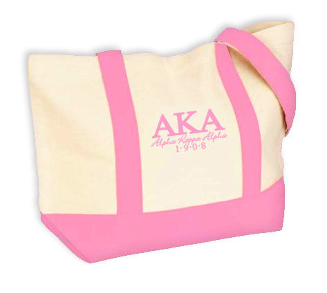 AKA Large Pink Canvas Tote Bag