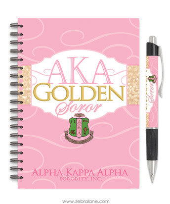 Alpha Kappa Alpha Golden Soror Journal and Pen Gift Set