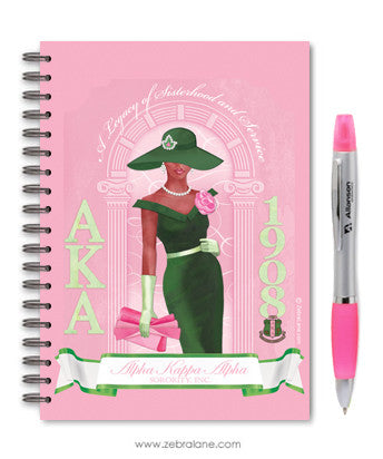 Alpha Kappa Alpha Green Dress Journal and Pen Gift Set