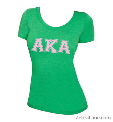 Alpha Kappa Alpha Scoop Neck T-Shirt - Green - Size SMALL