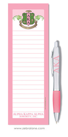 Alpha Kappa Alpha Shield List Pad and Pen Set