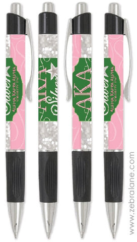 Alpha Kappa Alpha Silver Star Ink Pens - Set of 4