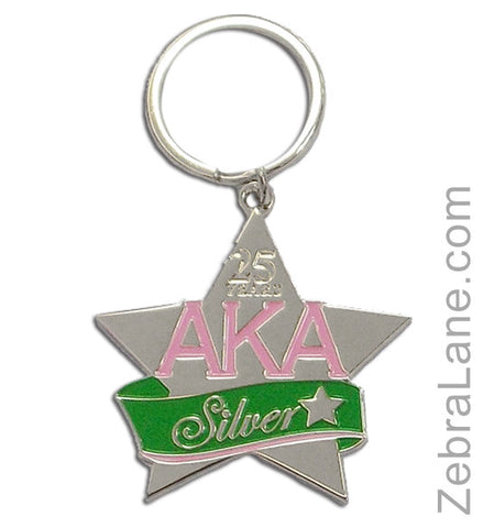 Alpha Kappa Alpha Silver Star Keychain