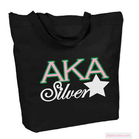 Alpha Kappa Alpha Silver Star Tote Bag