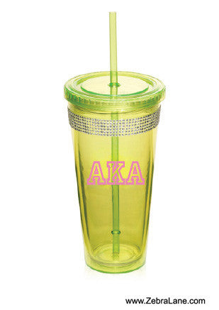 Alpha Kappa Alpha Sparkle Tumbler - Green