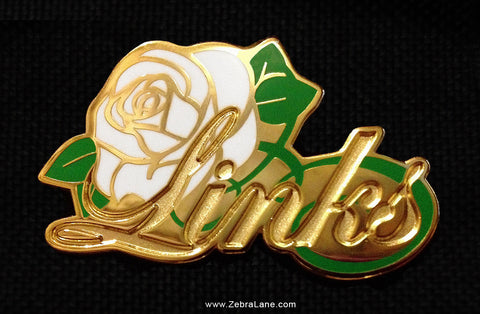 Links White Rose Script Pin